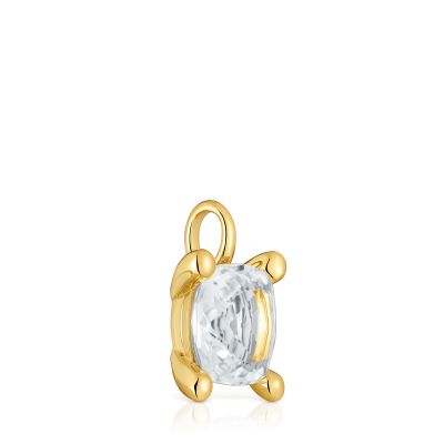 Imagen 2 del producto Colgante pequeño con baño de oro 18 kt sobre plata y cuarzo cristal de roca Color White