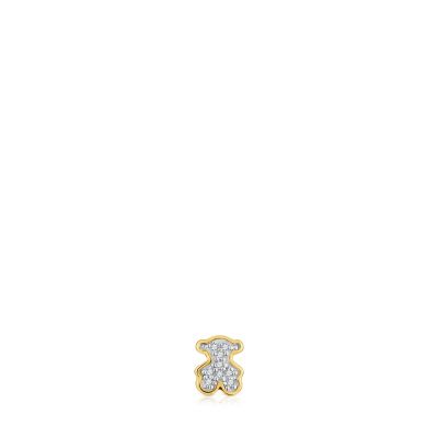 Charm TOUS 1950 oso pequeño con baño de oro 18 kt sobre plata y diamantes