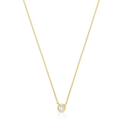 Imagen 1 del producto Collar corto baño de oro 18 kt sobre plata y diamante de lab