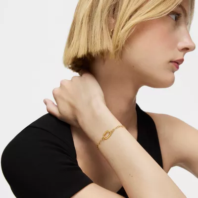 Pulsera cadena con baño de oro 18 kt sobre plata Hold Oval