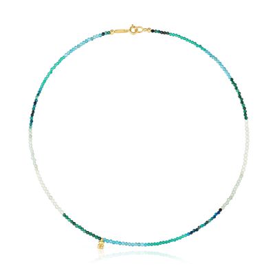 Collar corto con baño de oro 18 kt sobre plata y turmalinas