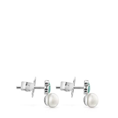 Imagen 2 del producto Pendientes Tous Mini Color de Plata con Amazonita y Perla