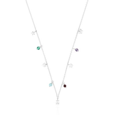 Collar de plata y gemas Bold motivos Motif