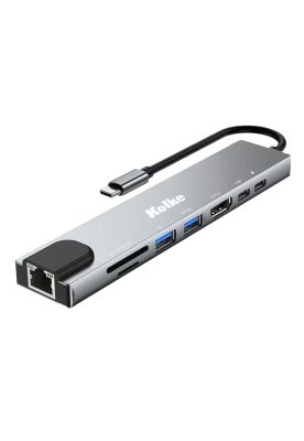 Imagen 2 del producto Hub USB C Adaptador Kolke 8 en 1 USB 3.0 RJ45 Mac Windows