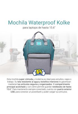 Imagen 2 del producto Mochila para Notebook Kolke Impermeable con Puerto USB