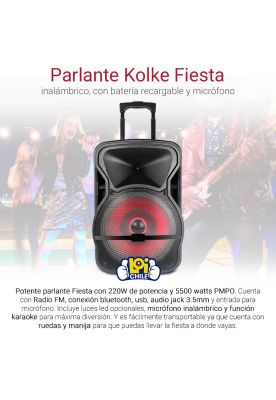 Imagen 2 del producto Parlante KOLKE Inalambrico Fiesta KPB.370