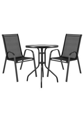Juego de Terraza Jardín Mesa Vidrio 2 Sillas Impermeable