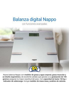 Imagen 2 del producto Balanza Digital Nappo % Grasa Musculo Calorías