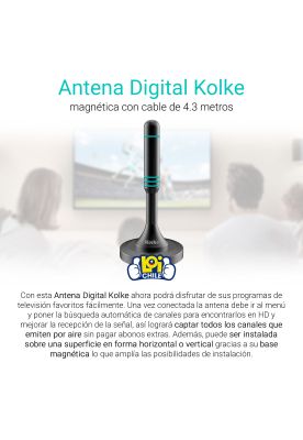Imagen 2 del producto Antena de TV Digital HDTV Kolke Base Magnetica Recepcion 360