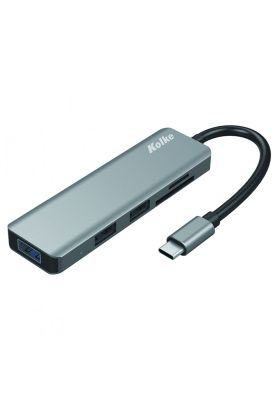 Puerto USB 6 en 1 Kolke  3USB/SD/Tipo C.   KCH-430