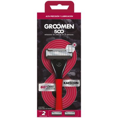 Máquina Afeitar Groomen 500 + 2 Cartuchos De 5 Navajas