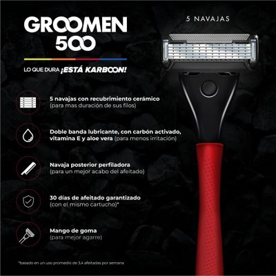 Imagen 2 del producto Máquina Afeitar Groomen 500 + 6 Cartuchos De 5 Navajas