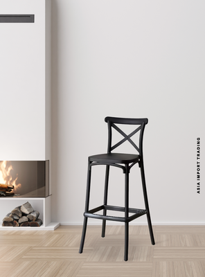 Imagen 2 del producto Silla bar negra con respaldo cruzado