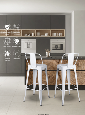 Imagen 2 del producto Silla de Bar Blanca con respaldo