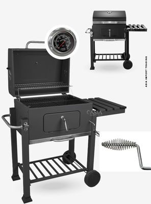 Imagen 2 del producto Parrilla a carbón con tapa y bandeja lateral