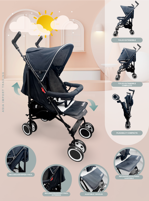 Imagen 2 del producto Coche Paseo Bebé Plegable Kidstar Azul Toldo Extensible