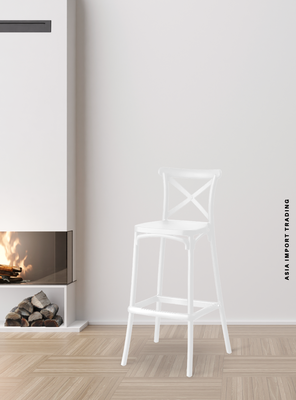 Imagen 2 del producto Silla bar blanca con respaldo cruzado