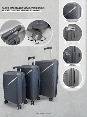 Imagen 2 del producto Set de 3 Maletas Rígidas color Gris Oscuro