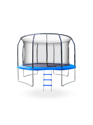 Cama Elastica con malla y Escalera 1.83 mt Azul PWRFitness