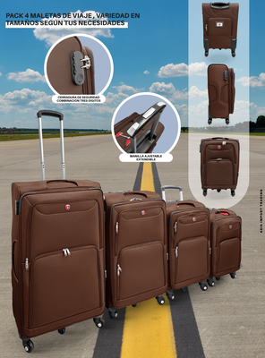 Imagen 2 del producto Set de 4 Maletas Blandas color Café