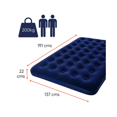 Imagen 2 del producto Colchón inflable Doble 191x137x22 con inflador manual y 2 almohadas