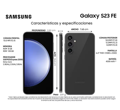 Imagen 2 del producto Samsung Galaxy S23 FE 5G 128GB - Negro - Reacondicionado