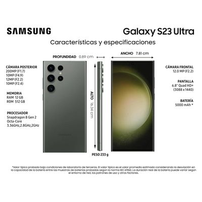 Imagen 2 del producto Samsung Galaxy S23 Ultra 5G 512GB - Reacondicionado - Verde