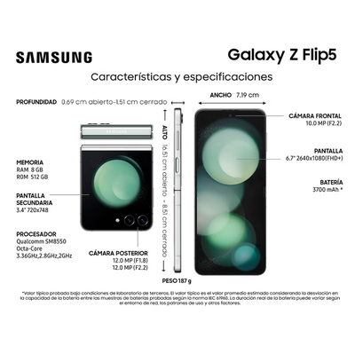 Imagen 2 del producto Samsung Galaxy Z Flip5 5G 512GB - Reacondicionado - Menta