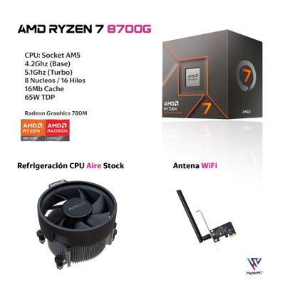 Imagen 2 del producto PC mini + MONITOR 24 + Perif: AMD RYZEN 7 8700G 16gb 500Gb Radeon 780M WiFi