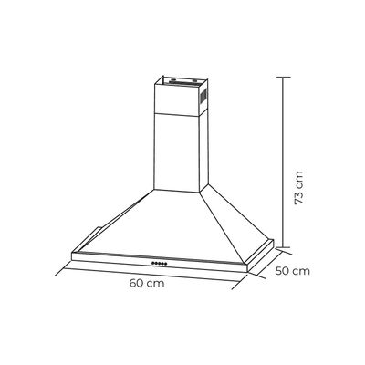 Imagen 2 del producto Campana Piramidal Acero Inox 60 cm 3 Velocidades