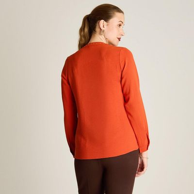 Imagen 2 del producto Blusa Terracota Manga Larga Elasticidad Nula Sin Forro Calce Normal Tela Plano