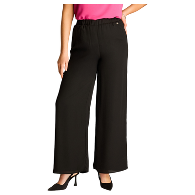 Pantalón Palazzo Elegancia Floral Negro
