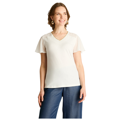 Polera Crudo Manga Corta Volantes