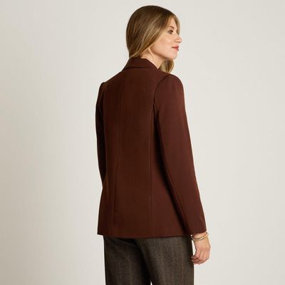 Imagen 2 del producto Blazer Cafe Manga Larga Elasticidad Nula Con Forro Calce Normal Tela Plano