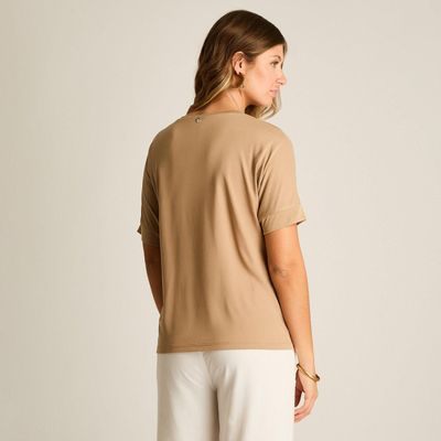 Imagen 2 del producto Polera Beige Manga Corta Sin Forro Calce Holgado