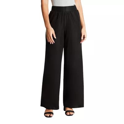 Pantalón Sport Negro Pierna Ancha Palazzo