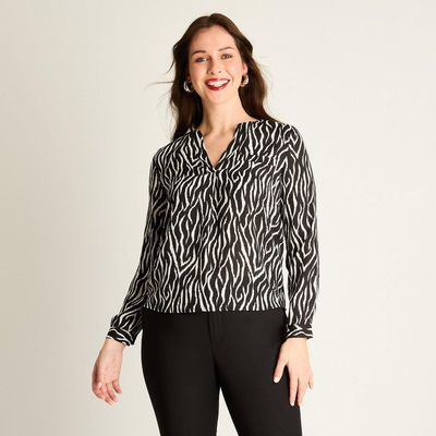 Blusa Negra Estampado Animal Print