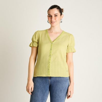 Imagen 1 del producto Blusa Verde Lima con Botones