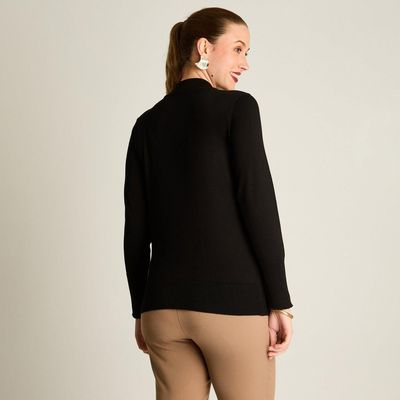 Imagen 2 del producto Sweater Negro Cuello Mock con Botones en Hombro y Mangas