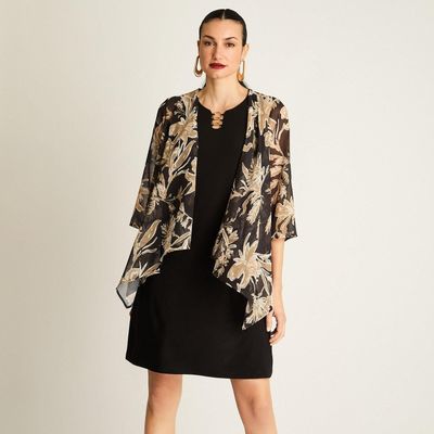 Imagen 1 del producto Vestido Twin Set Negro con Tapado Estampado