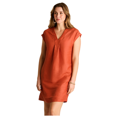 Vestido Corto Terracota 100% Lino