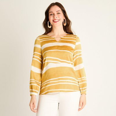 Polera Mostaza Estampada