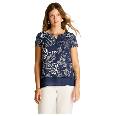 Blusa Azul Manga Corta