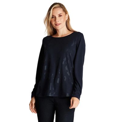 Polera Camant Azul Manga Larga Cuello Redondo