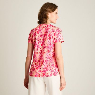 Imagen 2 del producto Polera Fucsia Estampado Floral Manga Corta