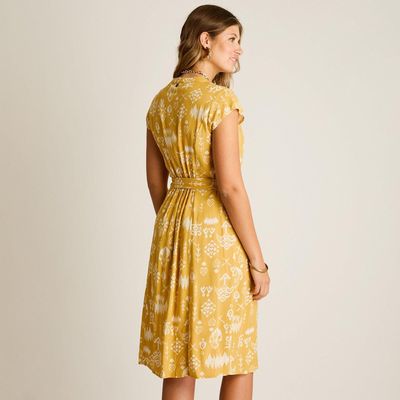 Imagen 2 del producto Vestido Midi Mostaza No Elasticado Sin Forro Calce Normal