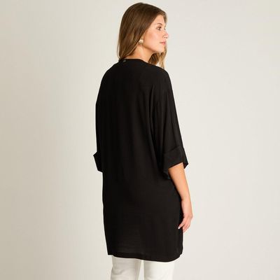 Imagen 2 del producto Tapado Negro Manga 3/4 No Elasticado Calce Holgado