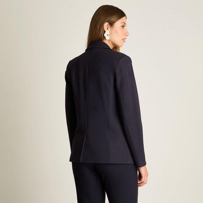 Imagen 2 del producto Blazer Azul Básico Punto Roma con Dos Bolsillos