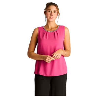 Blusa Fucsia con Aplique de Brillos