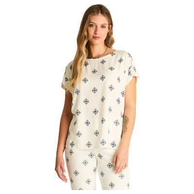 Imagen 1 del producto Blusa Blanco Manga Corta Elasticidad Media Sin Forro Calce Normal